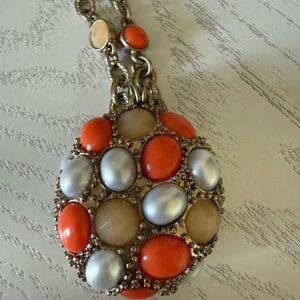 Lia Sophia Vintage-Inspired Cabochon – Coral, Champagne & Pearl Blue Medallion